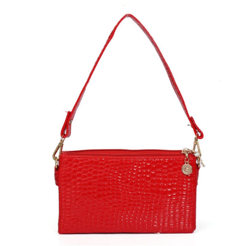 Női Crocodile Grain Elegant Három Cipzáras Crossbody Táskák Szabadidős Válltáskák