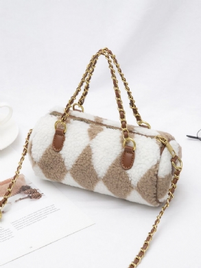 Női Dacron Fashion Diamond Pattern Plüss Crossbody Táska Kézitáska