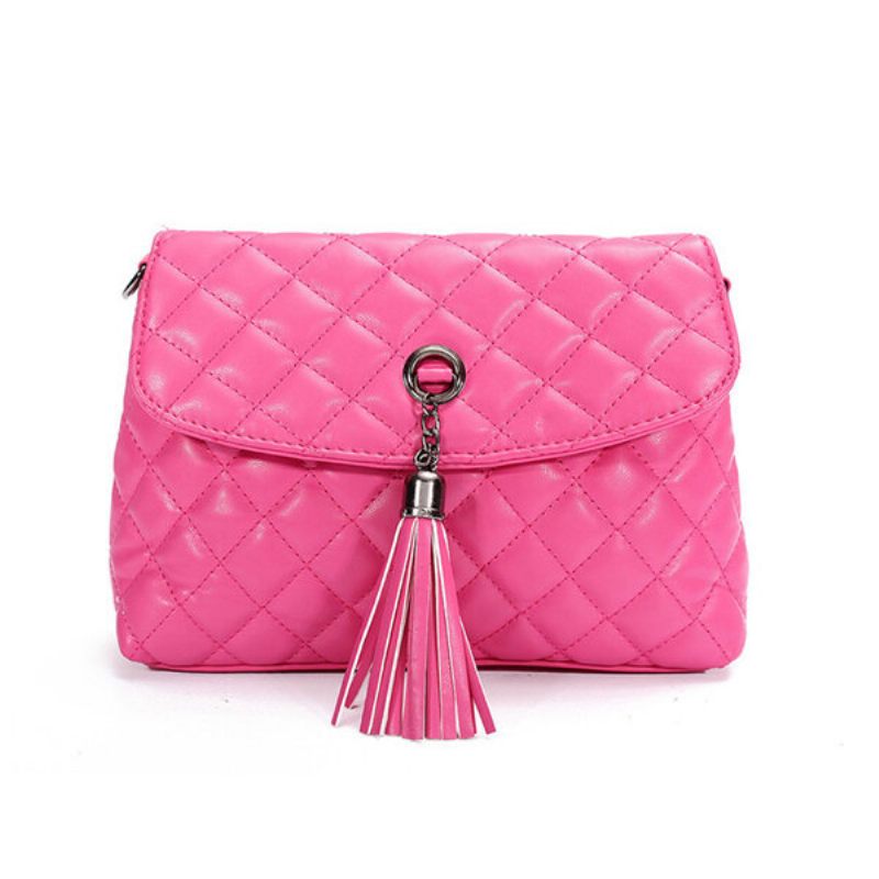 Női Elegáns Kockás Bojtos Medál Válltáska Crossbody Táskák