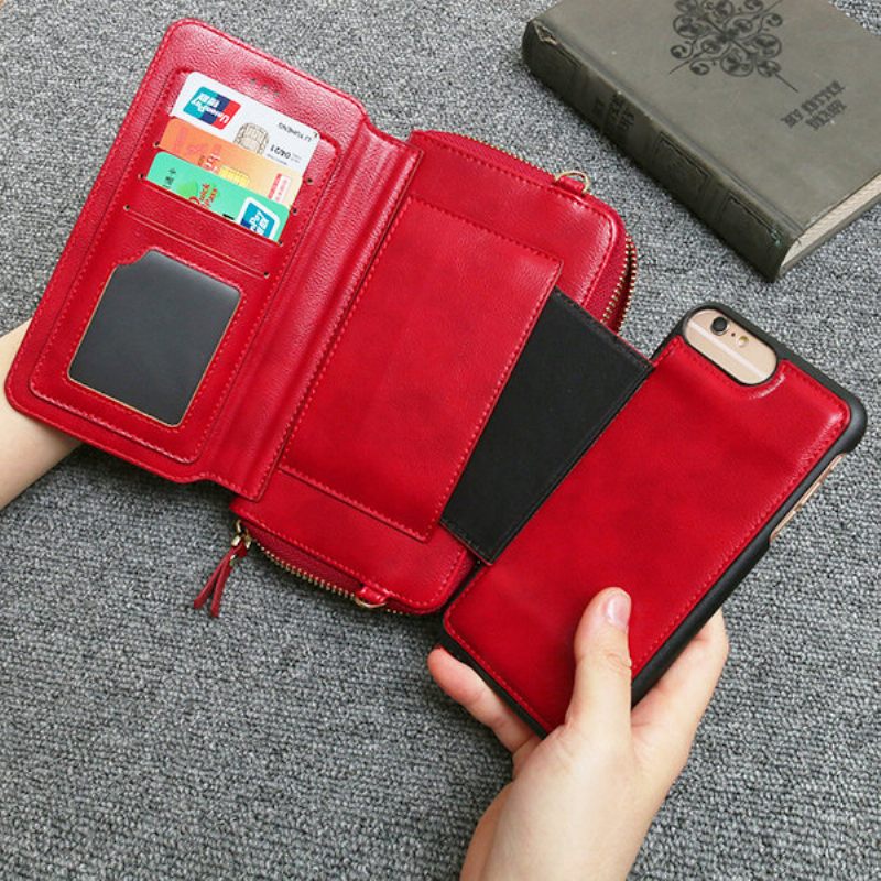 Női Férfi Pu Bőr Univerzális 5.5 Hüvelykes Telefontok Vintage Telefontáska Crossbody Táska