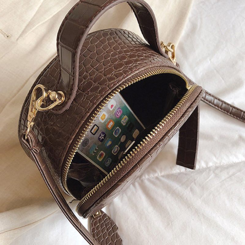 Női Krokodilmintás Kerek Crossbody Táska Vintage Válltáska