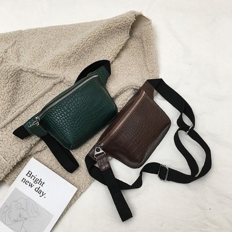 Női Krokodilmintás Melltáska Pu Bőr Deréktáska Vintage Crossbody Táska