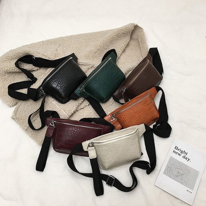 Női Krokodilmintás Melltáska Pu Bőr Deréktáska Vintage Crossbody Táska