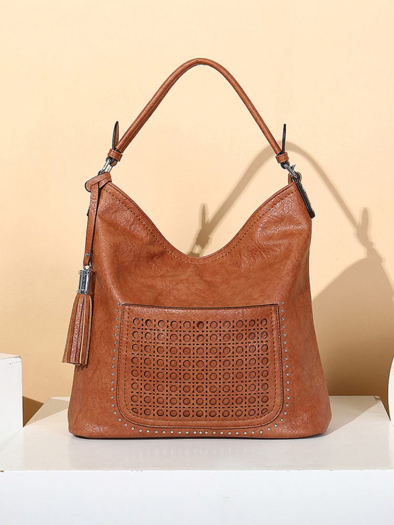 Női Lézerrel Vágott Táska Tassel Rivet Tote Bag