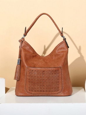 Női Lézerrel Vágott Táska Tassel Rivet Tote Bag