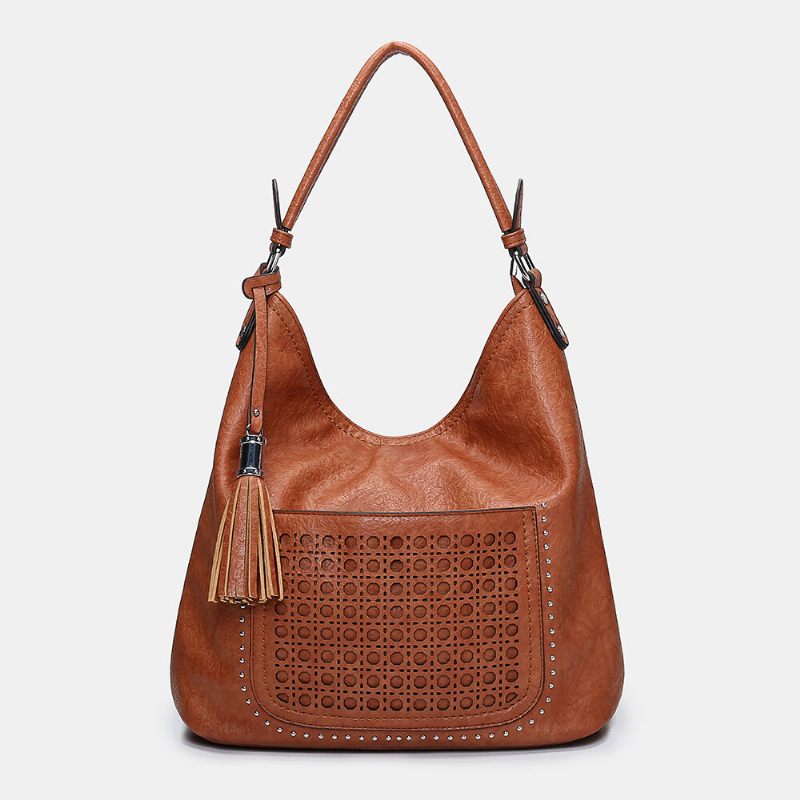 Női Lézerrel Vágott Táska Tassel Rivet Tote Bag