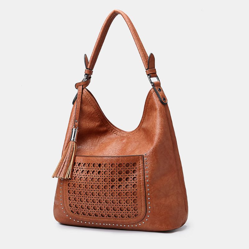 Női Lézerrel Vágott Táska Tassel Rivet Tote Bag