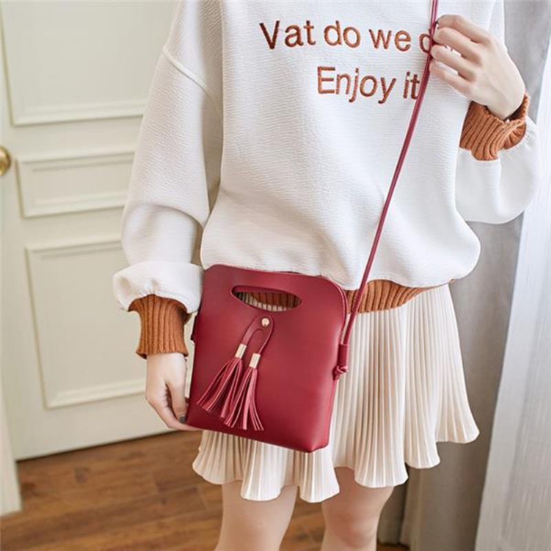 Női Mini Pu Crossbody Táskák Tassel Telefontáskák