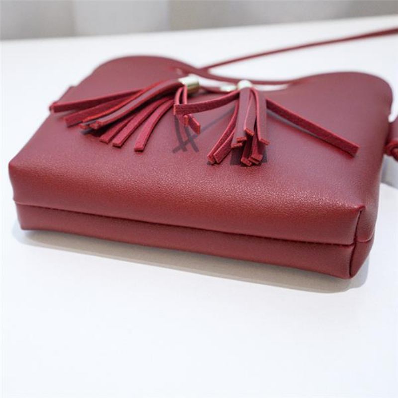 Női Mini Pu Crossbody Táskák Tassel Telefontáskák