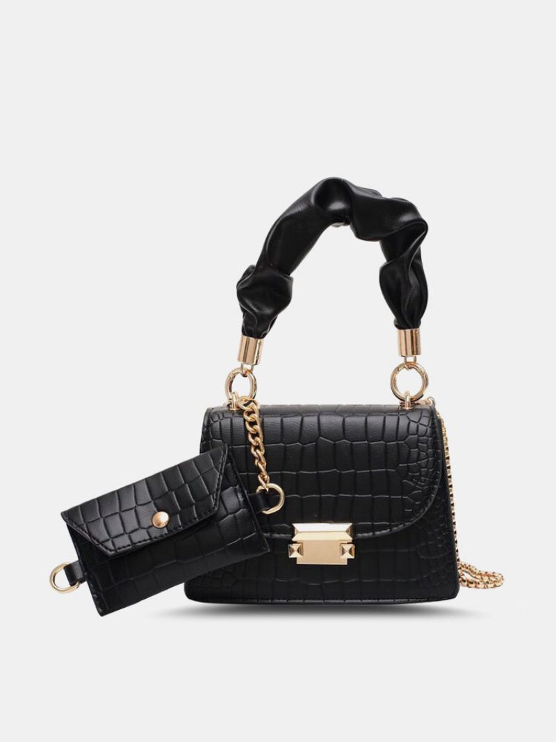 Női Műbőr Divatos Multi-carry Alligator Egyszínű Kézitáska Crossbody Táska