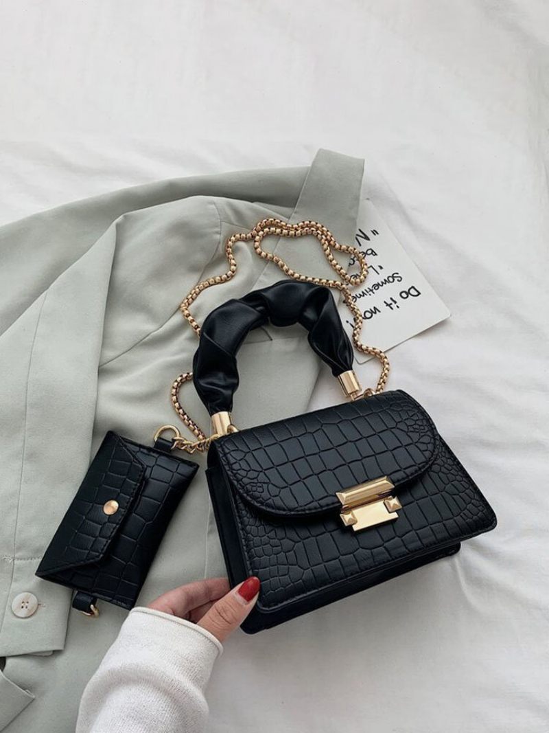 Női Műbőr Divatos Multi-carry Alligator Egyszínű Kézitáska Crossbody Táska