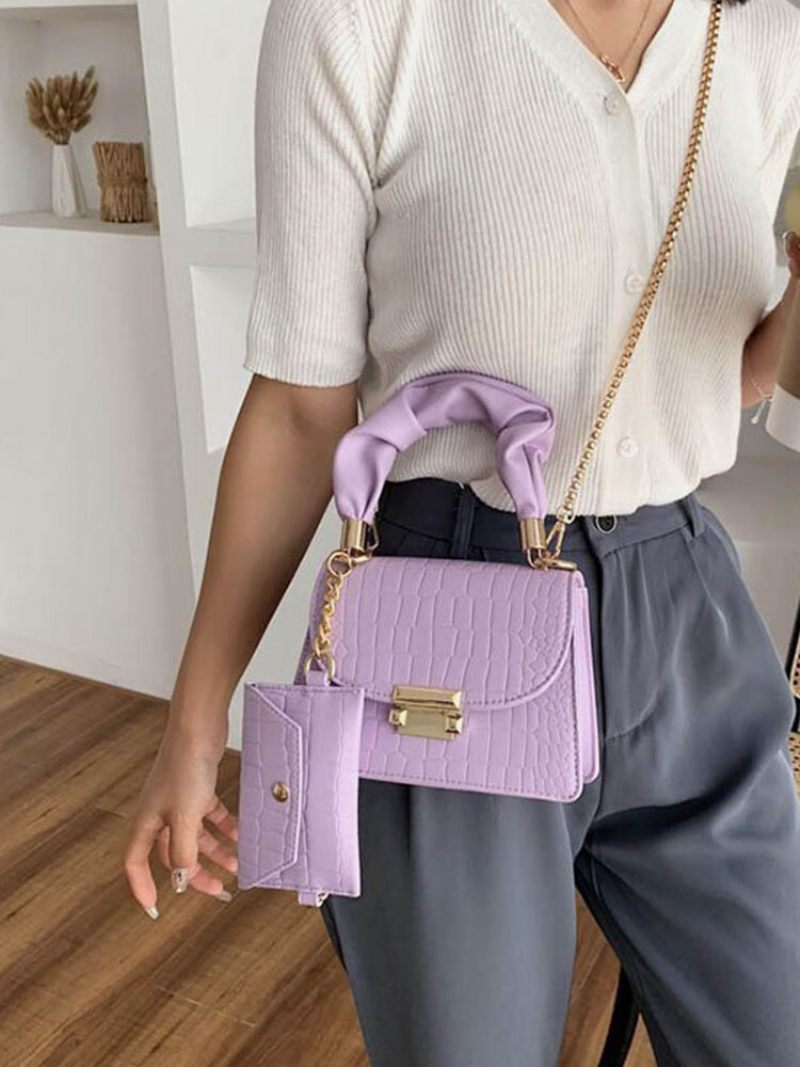 Női Műbőr Divatos Multi-carry Alligator Egyszínű Kézitáska Crossbody Táska