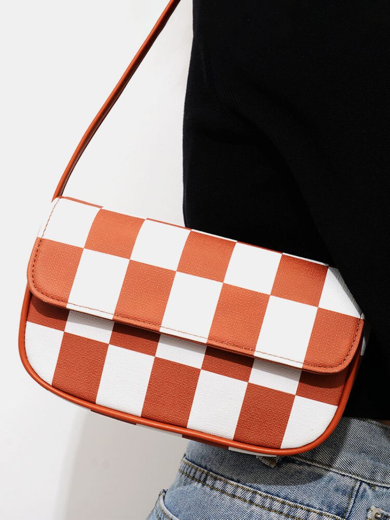 Női Műbőr Divatrácsos Mintás Színhez Illő Crossbody Táska Válltáska