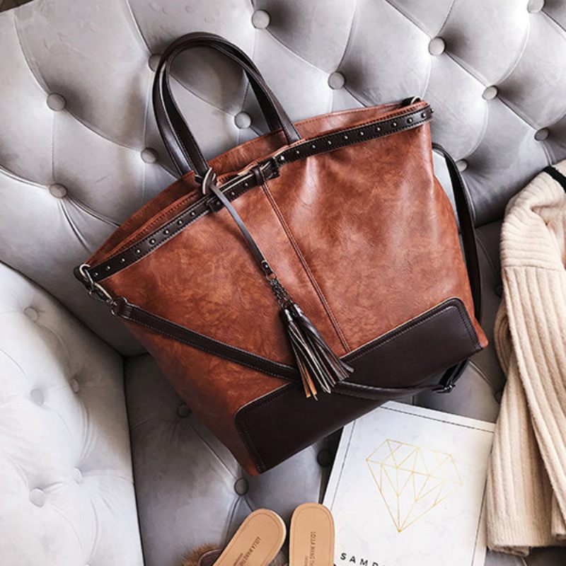 Női Nagy Kapacitású Vintage Bojtári Kézitáska Alkalmi Crossbody Táska