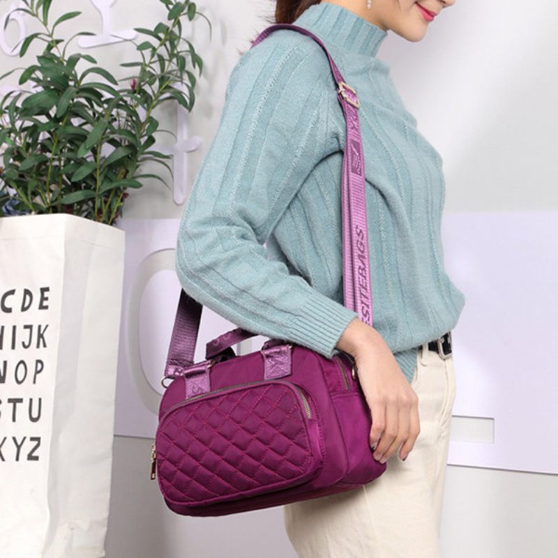 Női Nylon Több Zsebes Crossbody Táska Szilárd Szabadidő Kézitáska Alkalmi Válltáska