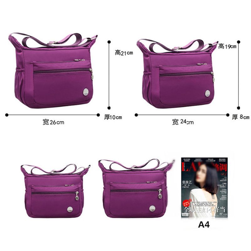 Női Nylon Vízálló Crossbody Táskák Multi-slots Szabadidő Könnyű Válltáskák