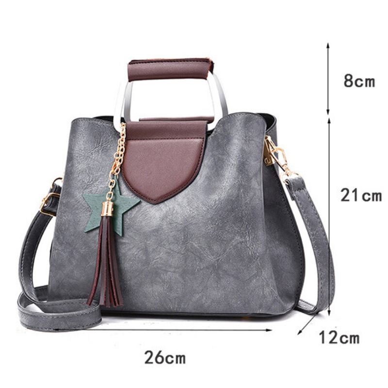 Női Olajviasz Bőr Crossbody Táska Hardver Fogantyús Kézitáska