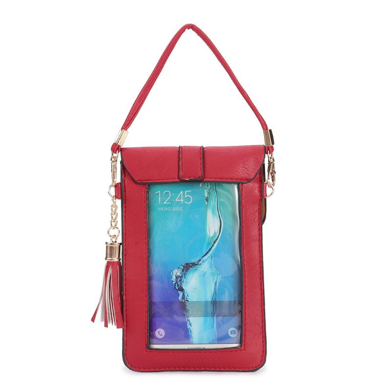 Női Pu Bőr Érintőképernyős 5.5 Hüvelykes Telefontáskák Bojt Crossbody Táskák