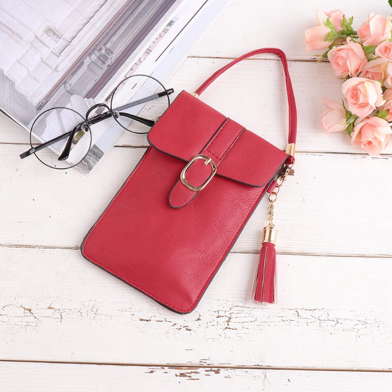 Női Pu Bőr Érintőképernyős 5.5 Hüvelykes Telefontáskák Bojt Crossbody Táskák