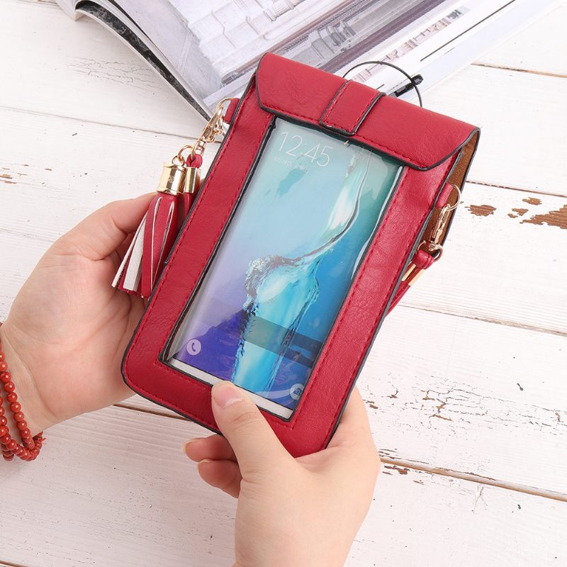 Női Pu Bőr Érintőképernyős 5.5 Hüvelykes Telefontáskák Bojt Crossbody Táskák