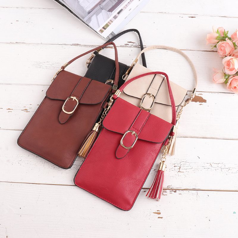 Női Pu Bőr Érintőképernyős 5.5 Hüvelykes Telefontáskák Bojt Crossbody Táskák