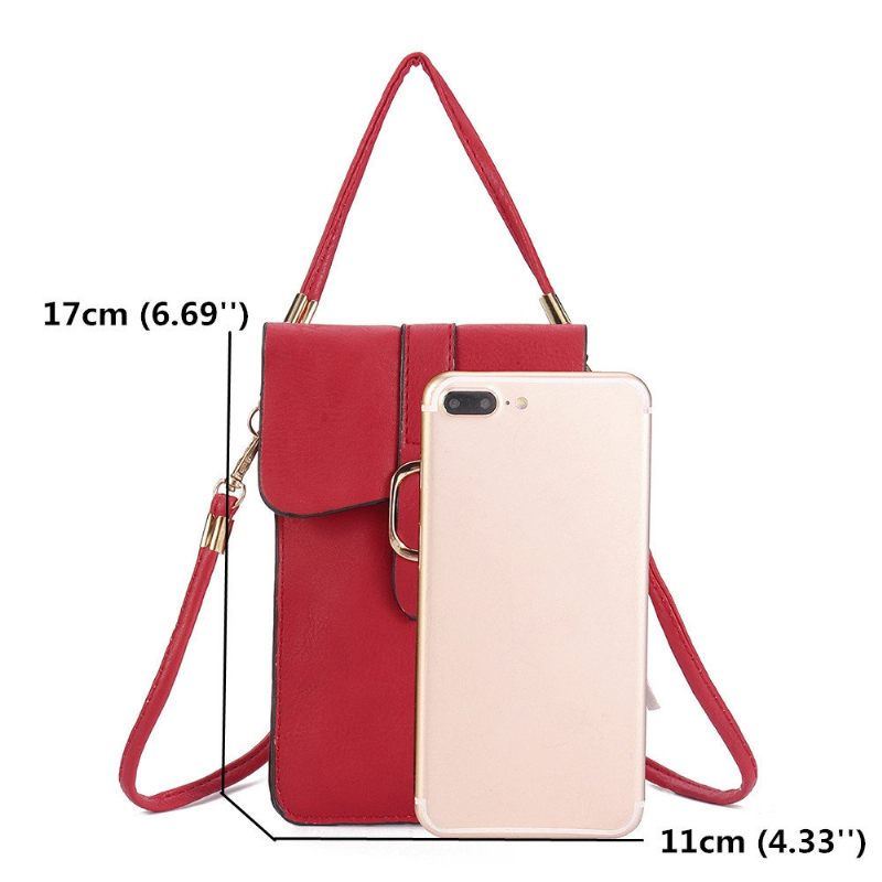 Női Pu Bőr Érintőképernyős 5.5 Hüvelykes Telefontáskák Bojt Crossbody Táskák