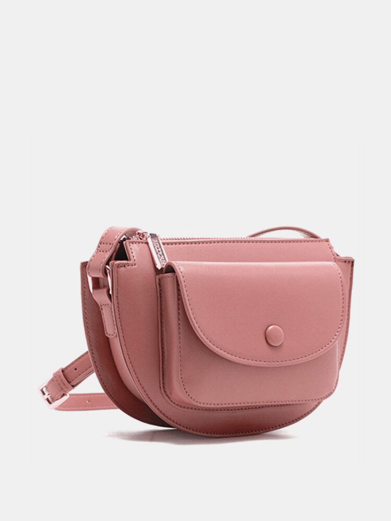 Női Pu Bőr Félkör Alakú Nyeregtáska Tömör Crossbody Táska Szabadidős Válltáska