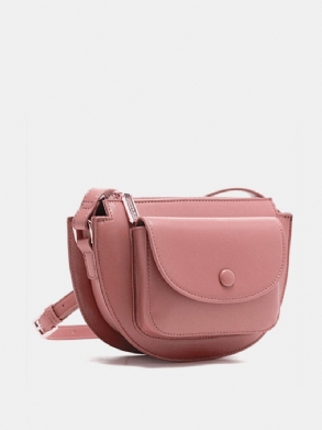 Női Pu Bőr Félkör Alakú Nyeregtáska Tömör Crossbody Táska Szabadidős Válltáska