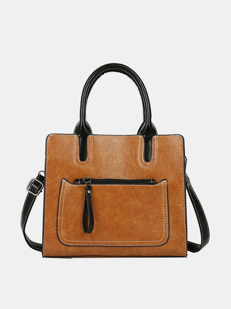 Női Pu Bőr Kézitáska Retro Solid Szabadidős Crossbody Táska