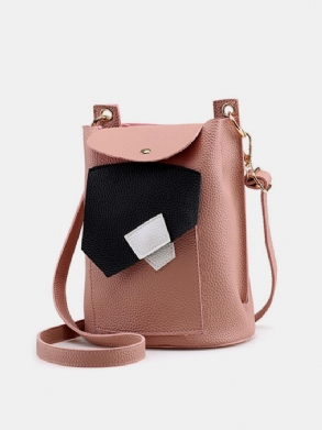 Női Pu Bőr Patchwork Crossbody Bag Vödörtáska