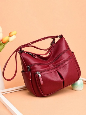 Női Puha Bőr Többnyílású Crossbody Táskák Szabadidős Válltáskák