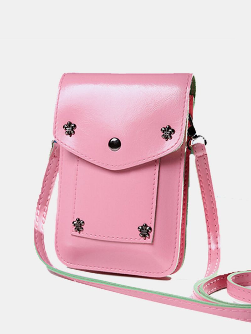 Női Retro Válltáska Vintage Rivet Pu Crossbody Táska Kis Telefontáska