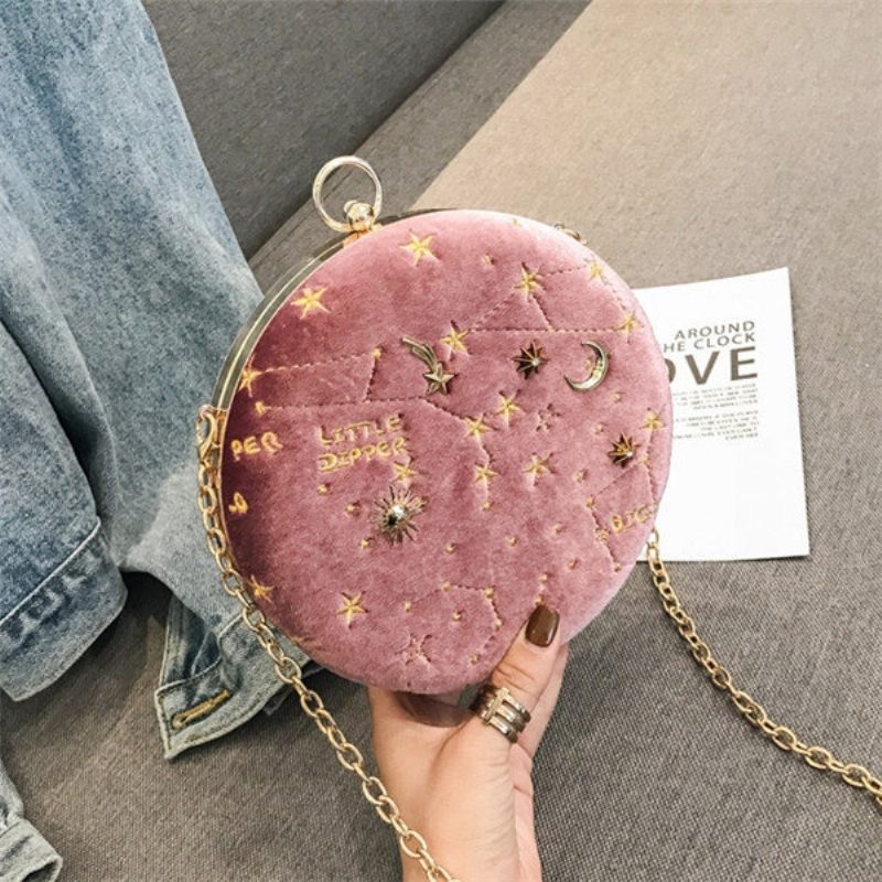 Női Round Clip Dombornyomott Crossbody Bag Chain Pu Bőr Válltáska