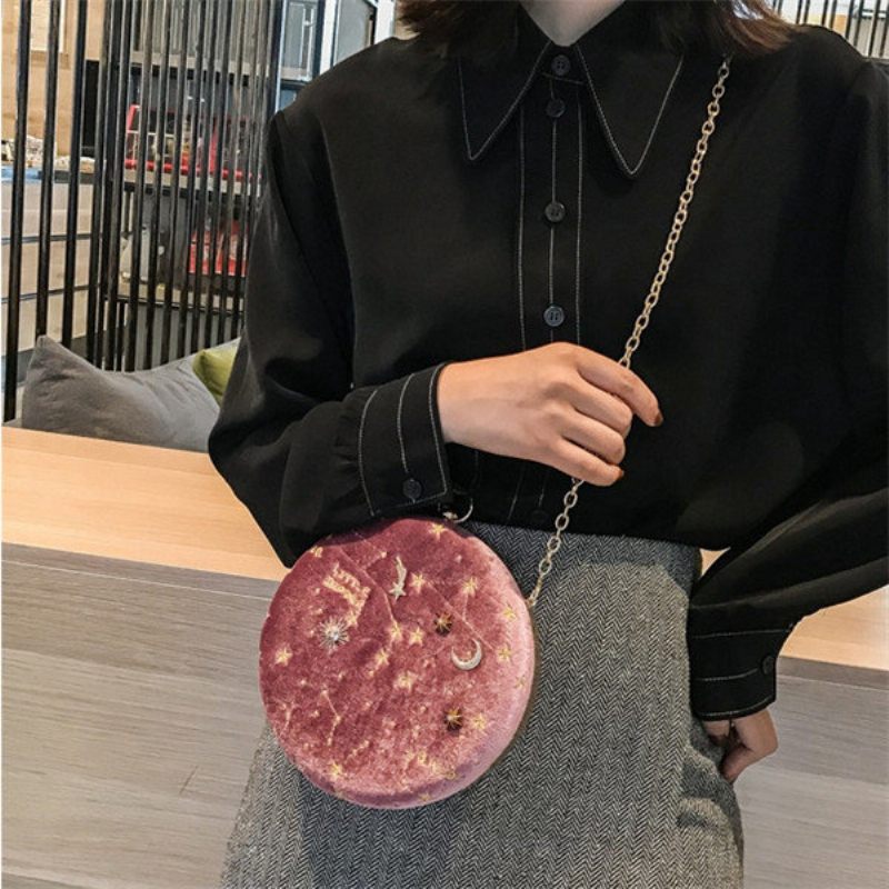 Női Round Clip Dombornyomott Crossbody Bag Chain Pu Bőr Válltáska