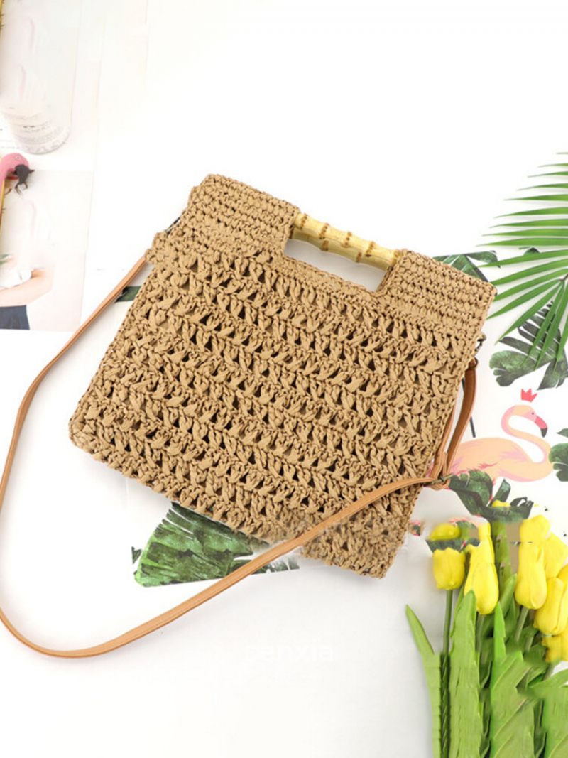 Női Straw Elegant Holiday Crossbody Bag Convertible Strap Alkalmi Beach Sweet Kézitáska