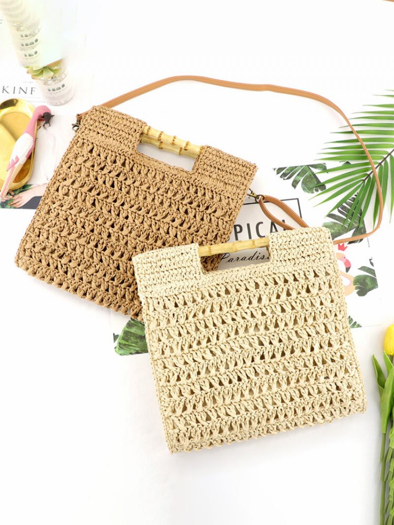 Női Straw Elegant Holiday Crossbody Bag Convertible Strap Alkalmi Beach Sweet Kézitáska