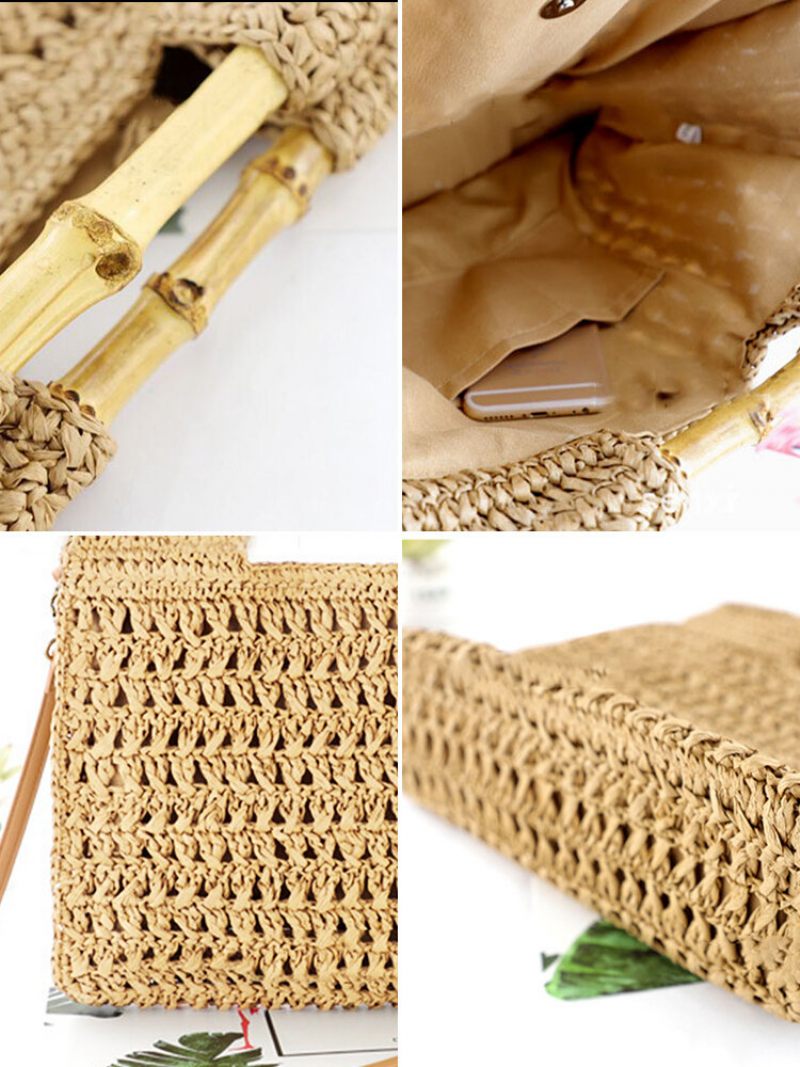 Női Straw Elegant Holiday Crossbody Bag Convertible Strap Alkalmi Beach Sweet Kézitáska