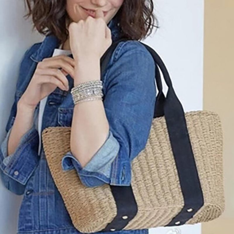 Női Straw String Bucket Bags Beach Bag Utazótáska Válltáskák Crossbody