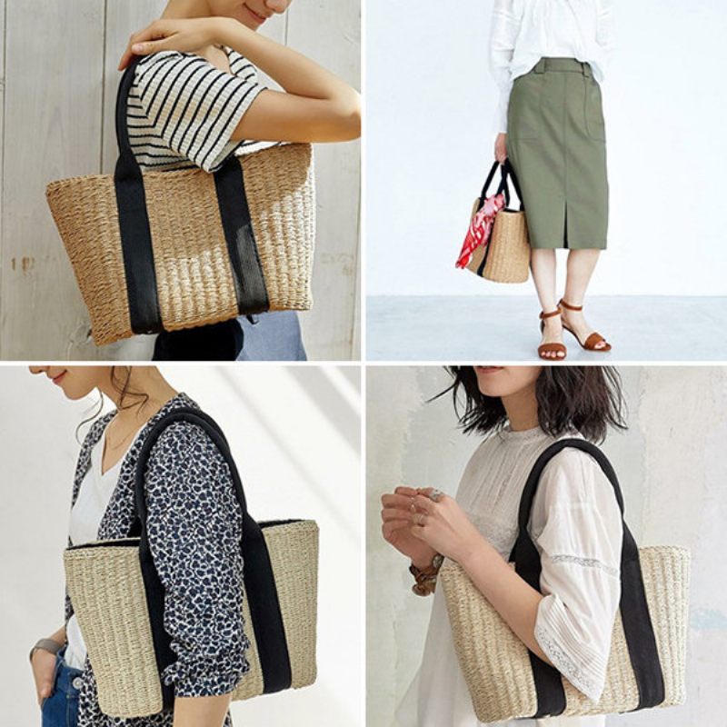 Női Straw String Bucket Bags Beach Bag Utazótáska Válltáskák Crossbody