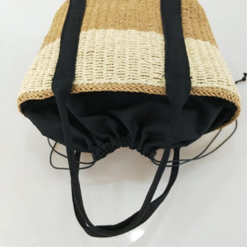 Női Straw String Bucket Bags Beach Bag Utazótáska Válltáskák Crossbody