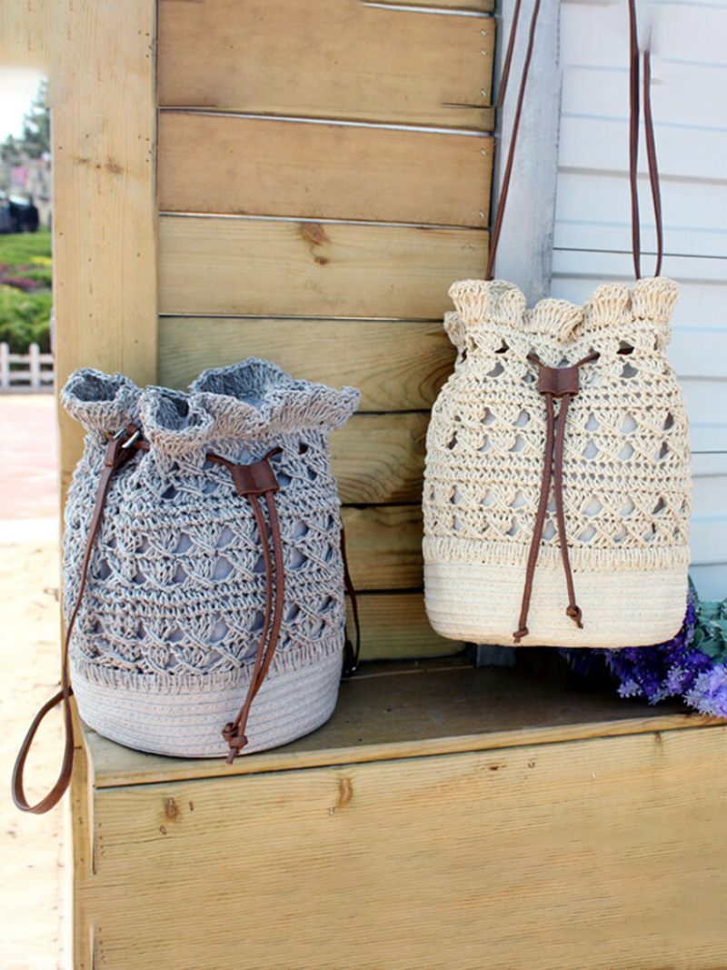 Női Strawn Bohemian Stílusos Könnyű Crossbody Bag Beach Bucket Bag