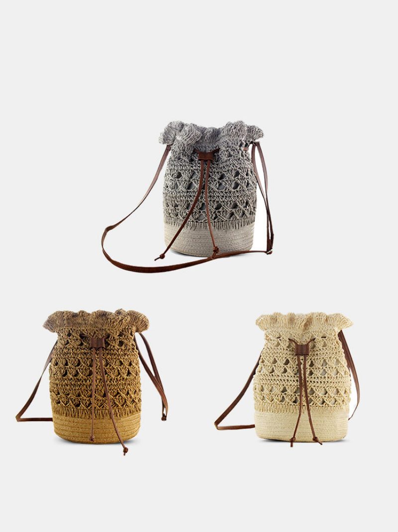 Női Strawn Bohemian Stílusos Könnyű Crossbody Bag Beach Bucket Bag