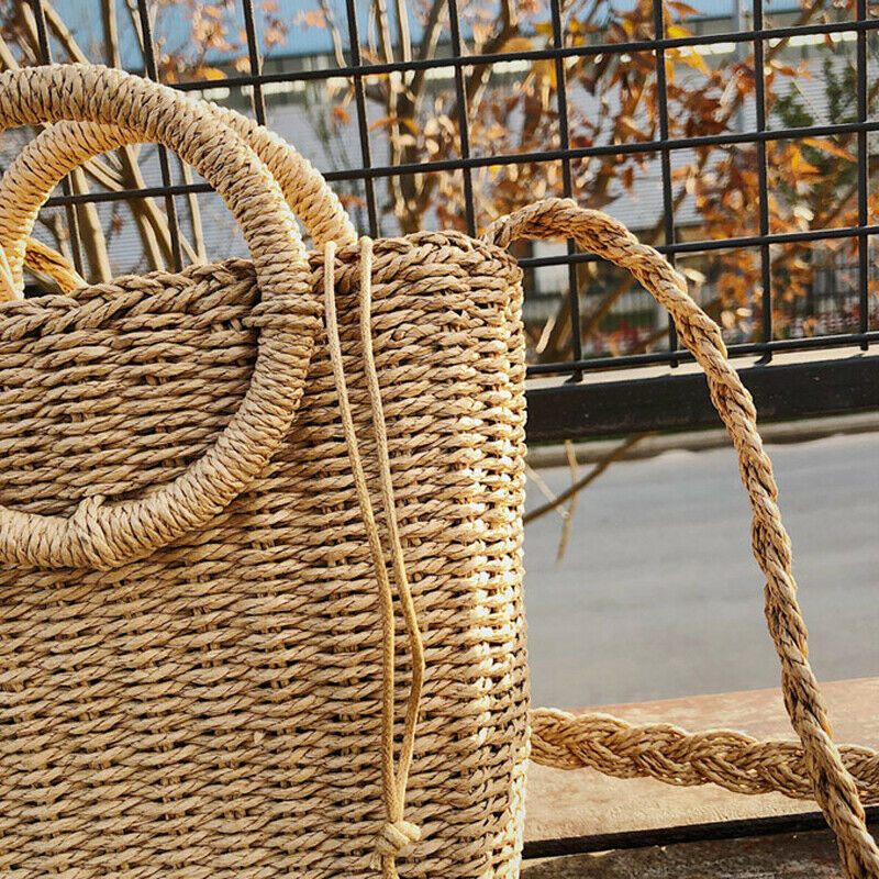 Női Szalma Nyári Strandtáska Női Alkalmi Ünnepi Fonott Rattan Táskák