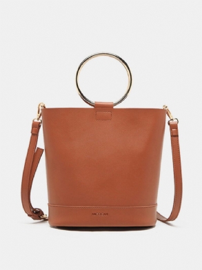 Női Tömör Pu Bőr Két Méretű Vödörtáska Crossbody Táska