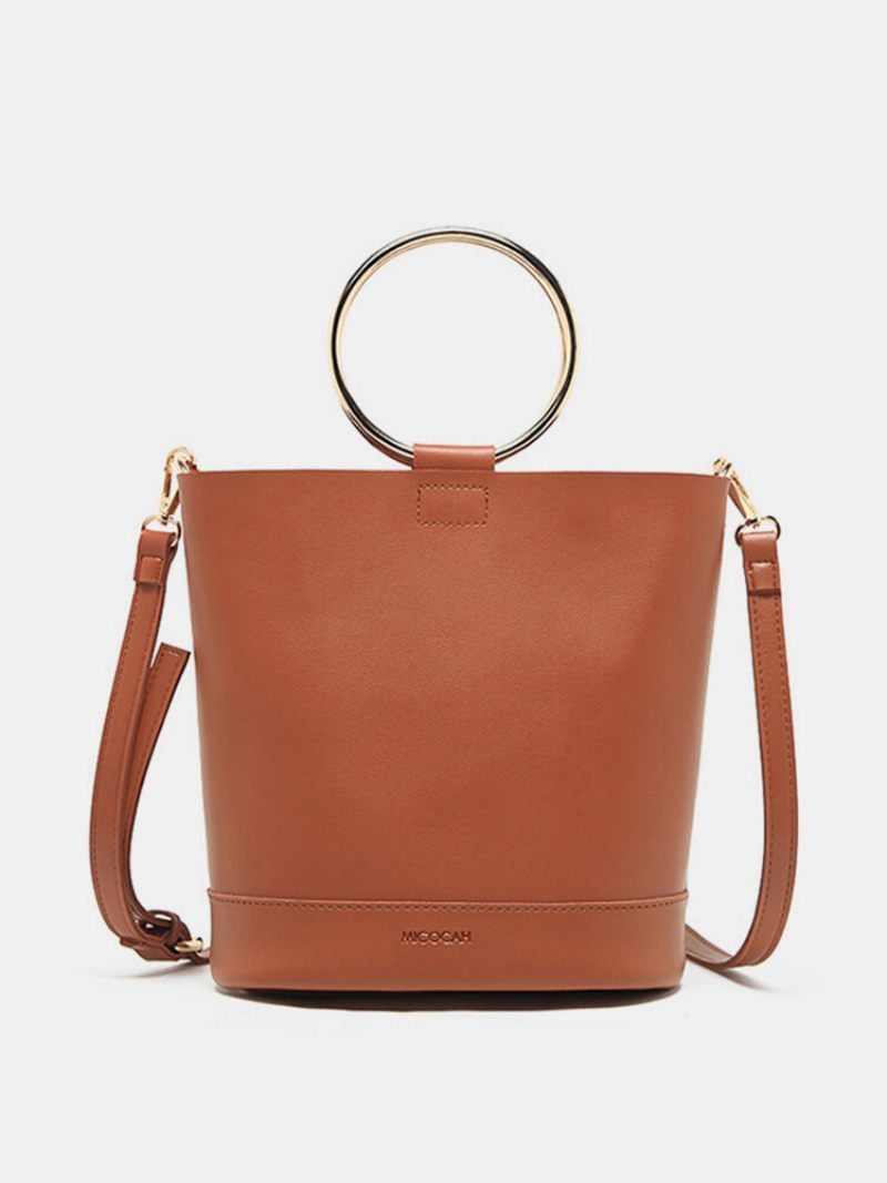 Női Tömör Pu Bőr Két Méretű Vödörtáska Crossbody Táska