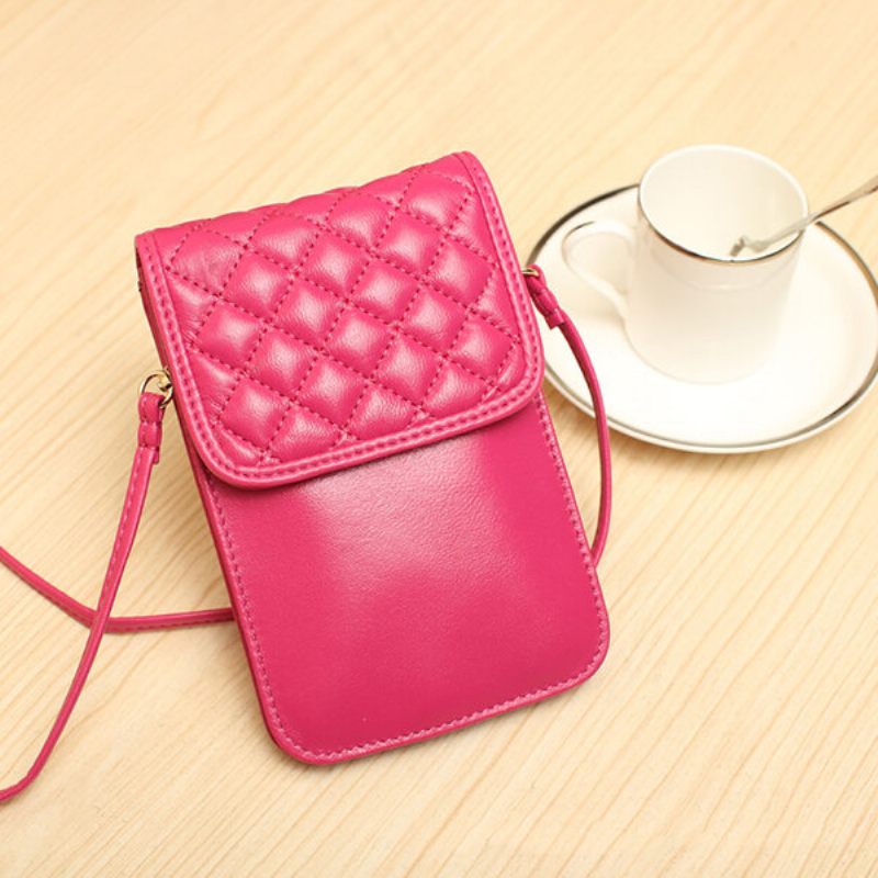 Női Valódi Bőr Lingge Telefontáska Mini Crossbody Táska