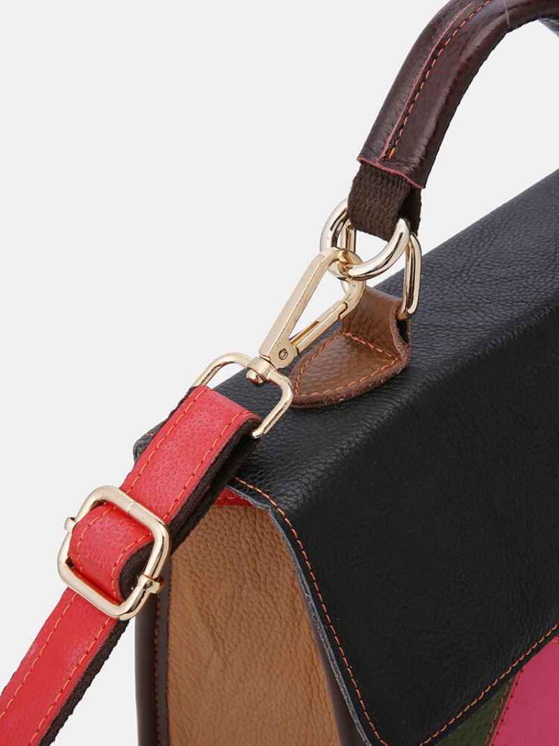 Női Valódi Bőr Patchwork Vintage Kézitáska Crossbody Táska