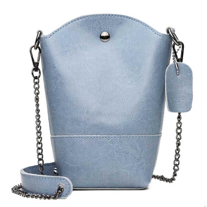 Női Valódi Bőr Vintage Vödörtáska Tömör Telefontáska Szabadidős Mini Crossbody Táska