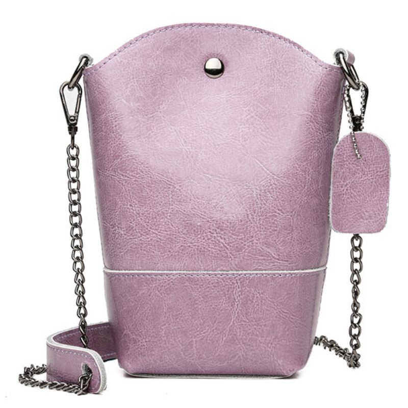 Női Valódi Bőr Vintage Vödörtáska Tömör Telefontáska Szabadidős Mini Crossbody Táska