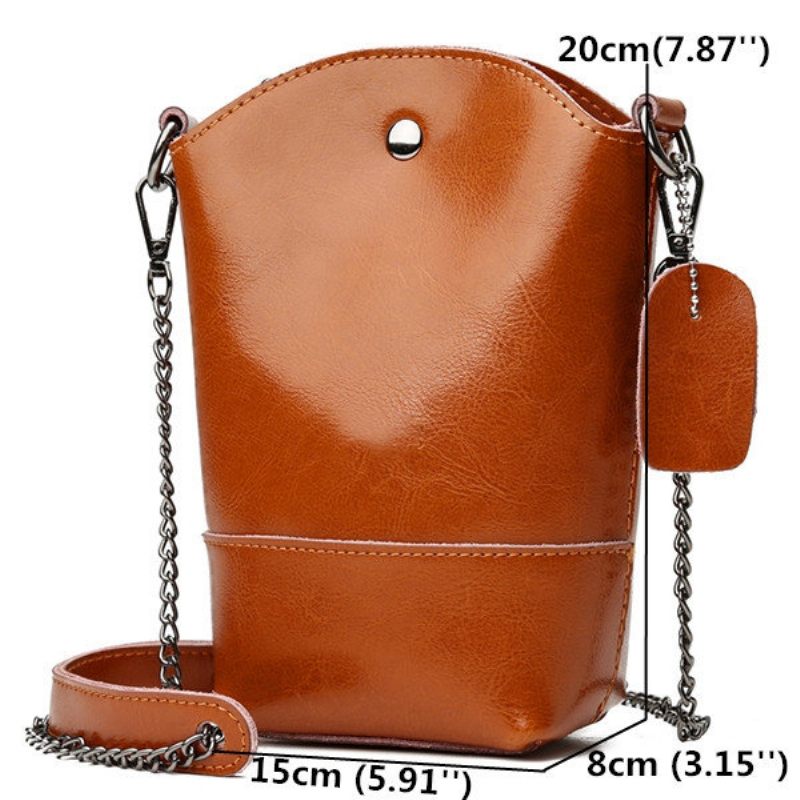 Női Valódi Bőr Vintage Vödörtáska Tömör Telefontáska Szabadidős Mini Crossbody Táska